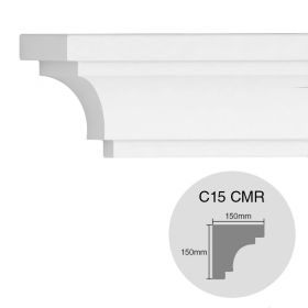 Moldura decorativa cornisa EPS Isoforma C15 CMR exterior 150mm x 150mm x 1000mm