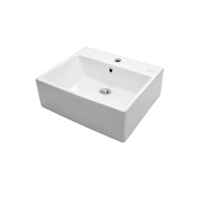 Bacha lavatorio porcelana de apoyo rectangular 1 agujero blanco brillante 155mm x 405mm x 475mm