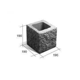 Bloque SP20/M mitad hormigon simil piedra gris 190mm x 190mm x 190mm