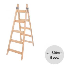 Escalera pintor madera reforzada 5 escalones altura 1620mm