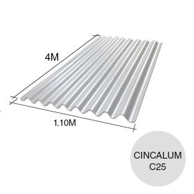 Chapa sinusoidal acanalada Cincalum cubiertas livianas C25 0.5mm x 1.1m x 4m
