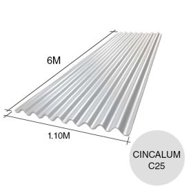 Chapa sinusoidal acanalada Cincalum cubiertas livianas C25 0.5mm x 1.1m x 6m