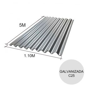 Chapa sinusoidal acanalada galvanizada cubiertas livianas C25 0.5mm x 1.1m x 5m