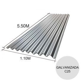 Chapa sinusoidal acanalada galvanizada cubiertas livianas C25 0.5mm x 1.1m x 5.5m