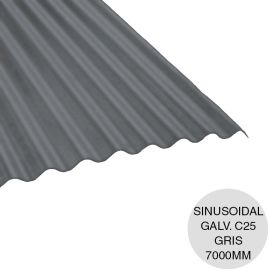 Chapa sinusoidal acanalada galvanizada cubiertas livianas C25 prepintada gris 0.5mm x 1.1m x 7m