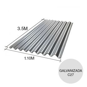 Chapa sinusoidal acanalada galvanizada cubiertas livianas C27 0.4mm x 1.1m x 3.5m