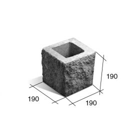 Bloque SP20/M/ESQ mitad esquinero hormigon simil piedra gris 190mm x 190mm x 190mm