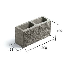 Bloque SP13 hormigon simil piedra gris 135mm x 190mm x 390mm